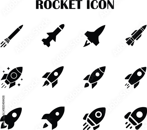 Rocket icon vector symbolizing launch, startup growth, innovation, and fast progress—perfect for technology, business, and creative project interfaces.