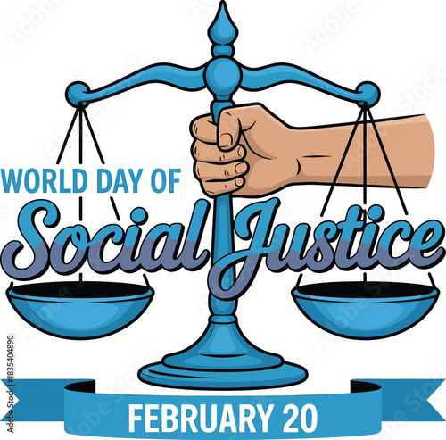 World Day of Social Justice February 20 Scales of Justice Vector legal