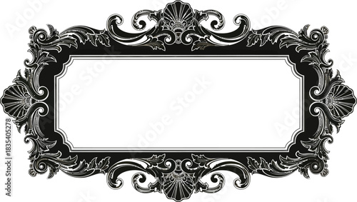 Ornate baroque rococo style frame with elegant scrolls and shell