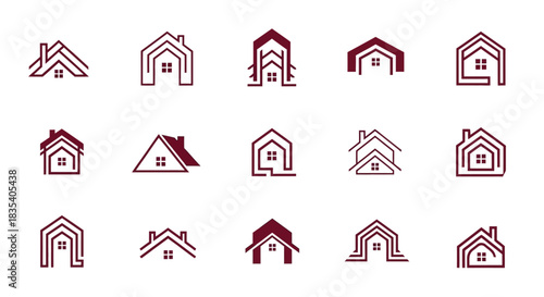Collection of Minimalist House and Real Estate Logo Designs in Modern Linear Style