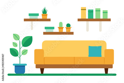 Room interior with sofa