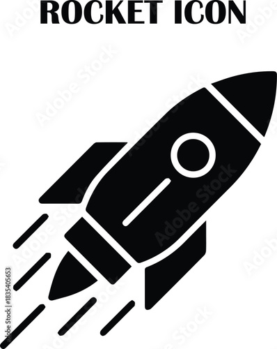 Rocket icon vector symbolizing launch, startup growth, innovation, and fast progress—perfect for technology, business, and creative project interfaces.