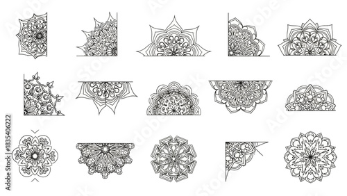 Collection of intricate mandala designs for creative projects and coloring books