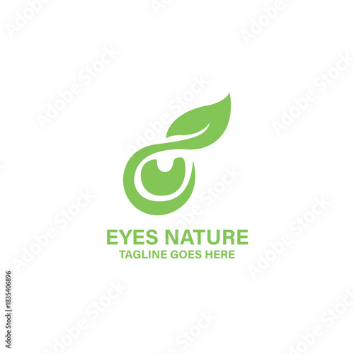 Nature's Eye Symbol - Green Leaf and Eye Logo Design for Eco-Friendly Brands