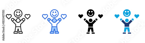 Happiness icon Multi Style Vector Illustration