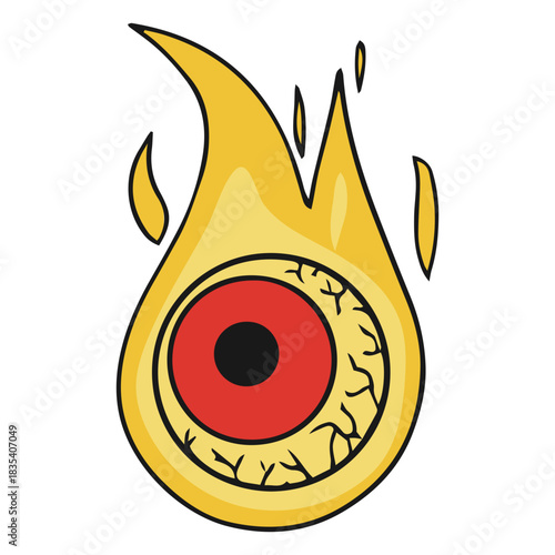 Eye illustration on fire