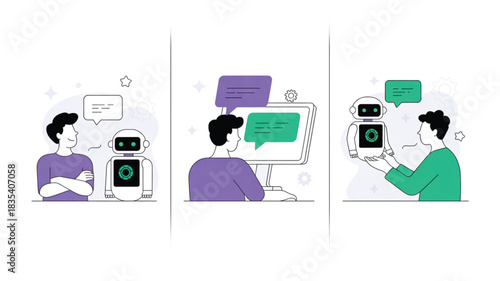 People interacting with artificial intelligence and chatbots in modern communication