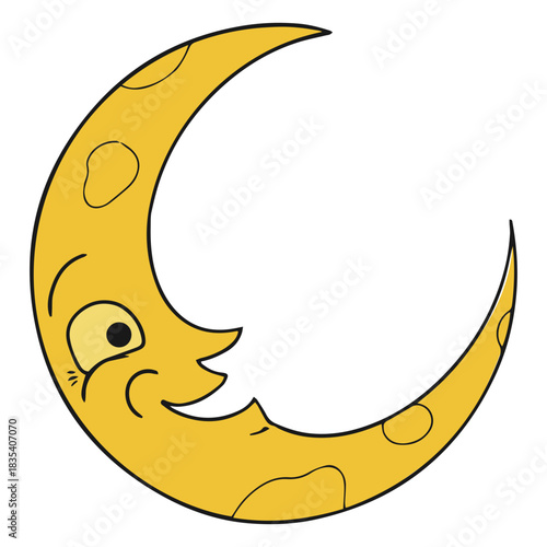 Waning moon illustration happy