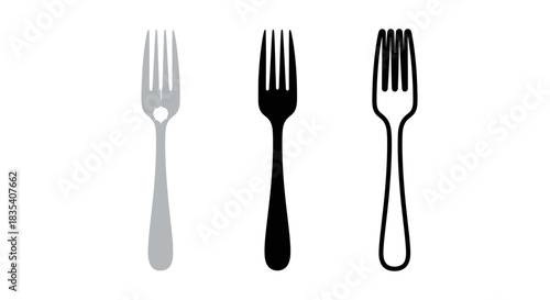 Minimalist illustration of three sets of fork silhouettes, Symbolizing organized simplicity in dining, flat vector design.