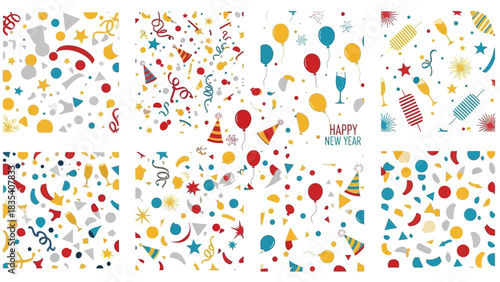 Festive celebrations happy new year seamless pattern vector illustration design