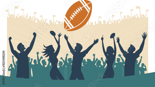 American Football Growth and Success Chart Hand-Drawn Line Illustration