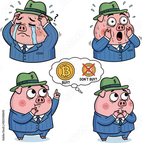Emotional Pig Investor Navigating the Ups and Downs of Crypto Trading