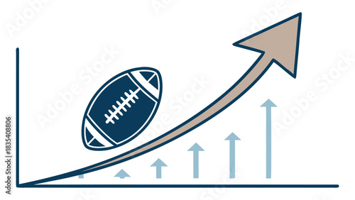 American Football Growth and Success Chart Hand-Drawn Illustration