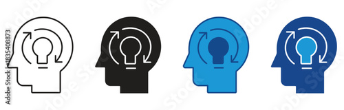 Rethink Icon Set Multiple Style Collection, Vector illustration.