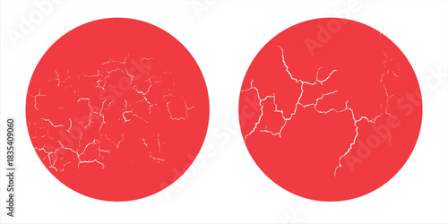 Set of vector red brush circles. Rough textured hand painted Japanese flag. Sponge stamp grungy red ink blobs, splashes. Abstract watercolor Japan flag illustration. Symbol of sun, calligraphy.eps