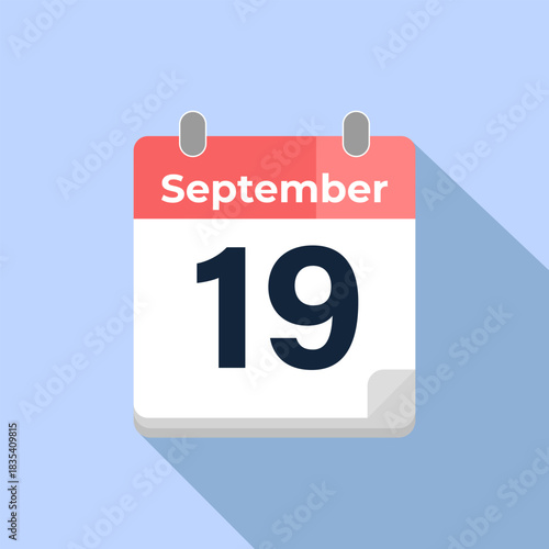 September 19 Vector Calendar
Modern flat color vector calendar with date