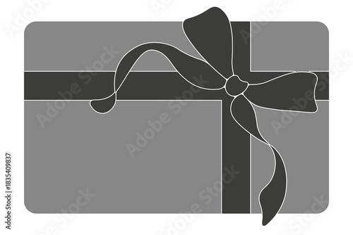 Elegant grayscale gift card with ribbon and bow design, perfect for retail, holidays, or celebration themes.