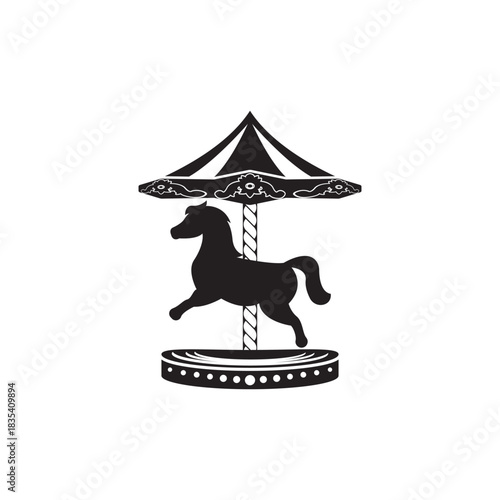 Merry go round horse ride icon. Simple illustration of merry go round horse ride icon flat style sign vector