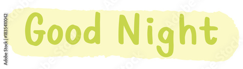 Good Night Soft Pastel Handwritten Typography Badge Vector