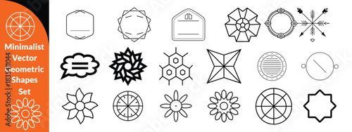 Minimalist Vector Geometric Shapes Set. Modern Symbols, Labels and Icons. Stars, Flowers and Circles with ZigZag Edge   big set design .