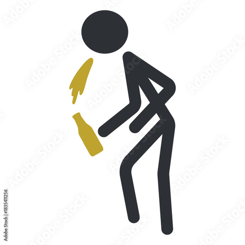 Stick figures drunk person vomiting