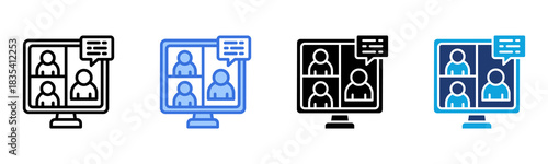 Online Meeting icon Multi Style Vector Illustration