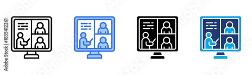 Virtual Class icon Multi Style Vector Illustration