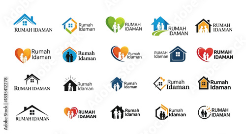 Collection of Rumah Idaman Logos Representing Ideal Homes and Family Values in Diverse Styles