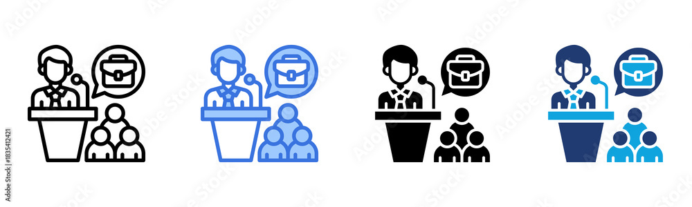 Fototapeta premium Public Speaking icon Multi Style Vector Illustration