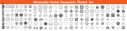 Minimalist Vector Geometric Shapes Set. Modern Symbols, Labels and Icons. Stars, Flowers and Circles with ZigZag Edge   big set design .