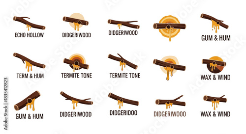 Collection of Wood and Honey Logos for Branding and Business Applications vector illustration