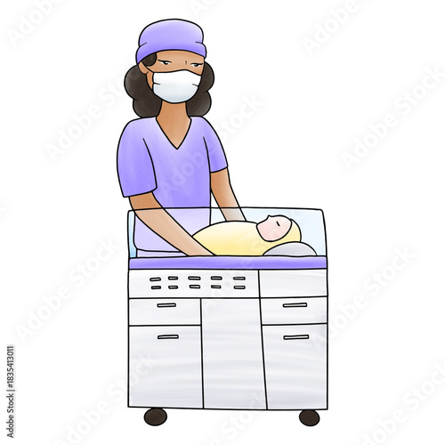Nurse putting baby in incubator