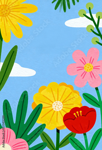 Hand-drawn floral flyer template art