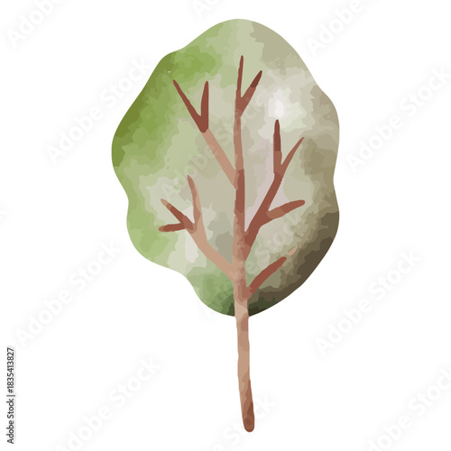 Winter weather tree watercolor nature