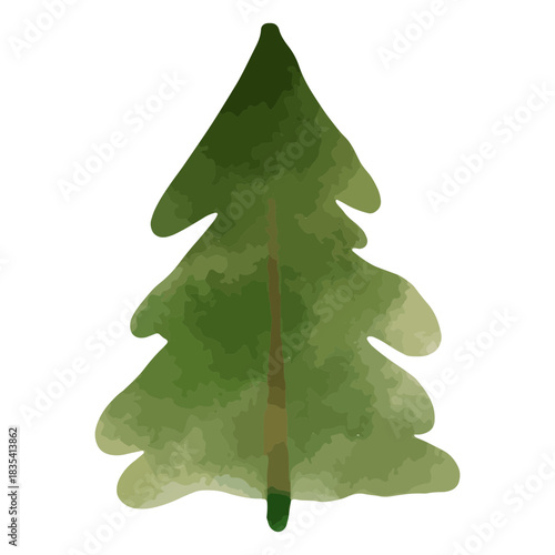 Watercolor pine tree icon