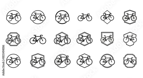 Diverse Bicycle Icon Set: Minimalist Vector Logos for Cycling and Transportation Designs