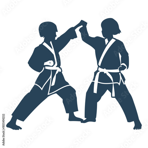 Karate practice fight kids simple people