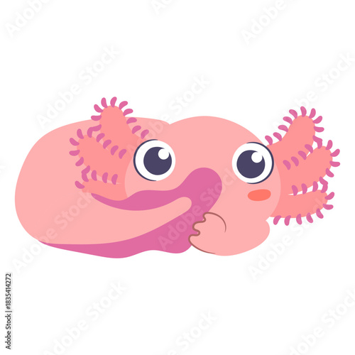 Cute baby axolotl tail character