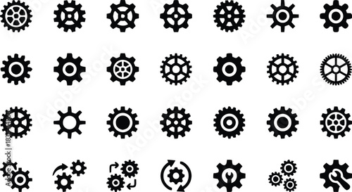 gear, cog, mechanism, industry, mechanical, engineering, power, rotation, connection, teamwork, process, icon, symbol, technology, metal, black, white, graphic, design, tools, wrench, cycle