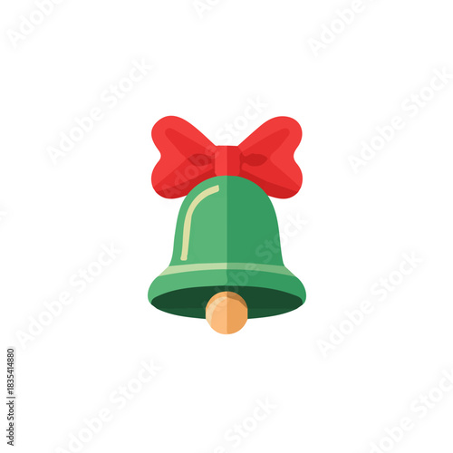 Attractive Minimalist illustration, A clipart flat 2D icon, simple illustration with EPS format design, 2D_icon_Christmas_bell_isolated_on_a_white