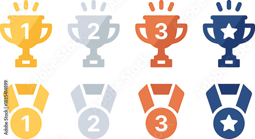 competition, second, event, sports/, blue, medal, design, bronze, third, ribbon, description:, award, colors, place, winner, honor, flat, champion, collection, prize, silver, victory