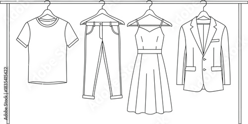 Clothes hanger apparel fashion garment wardrobe style clothing dress shirt pants suit