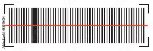 Barcode scanner icon in line style, isolated on white. Suitable for inventory, checkout, and product tracking designs.