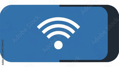 A white Wi-Fi symbol on a blue rectangular background, indicating wireless connectivity or a network toggle switch.