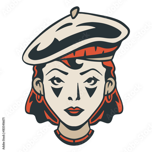 Circus mime girl head icon