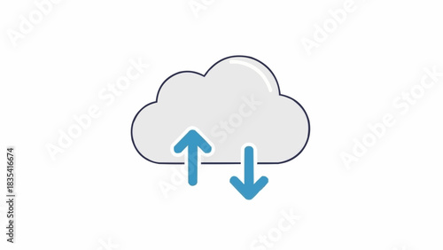 Cloud icon with blue up and down arrows symbolizing data transfer or synchronization.