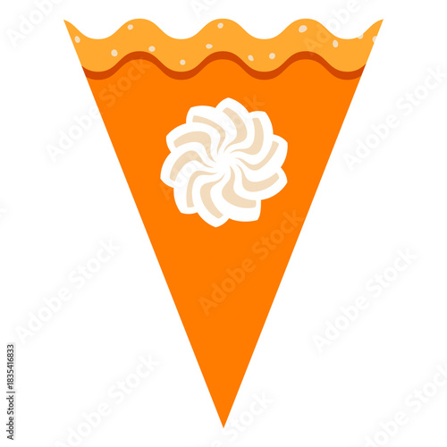 Slice of pumpkin pie whipped cream