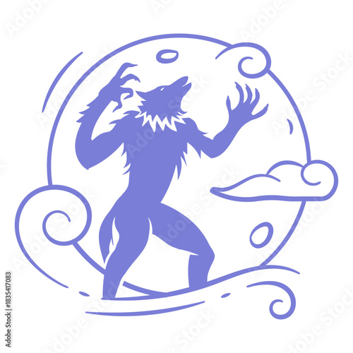 Werewolf howling at the moon