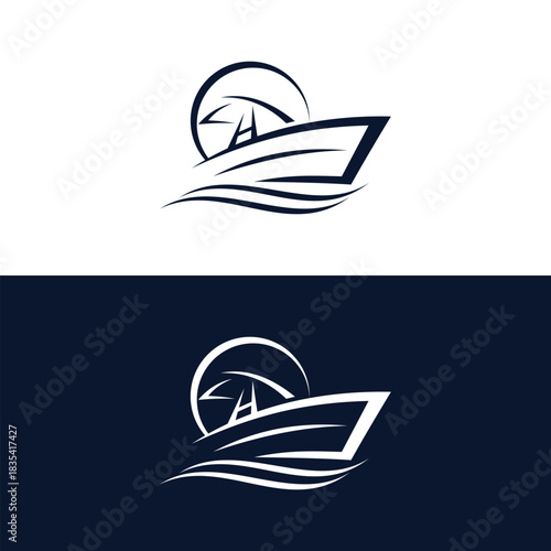 Sailboat sea logo design concept