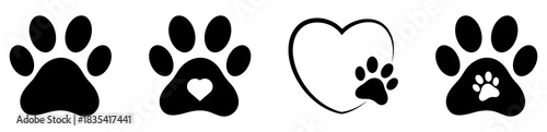 Paw print icon with heart symbol